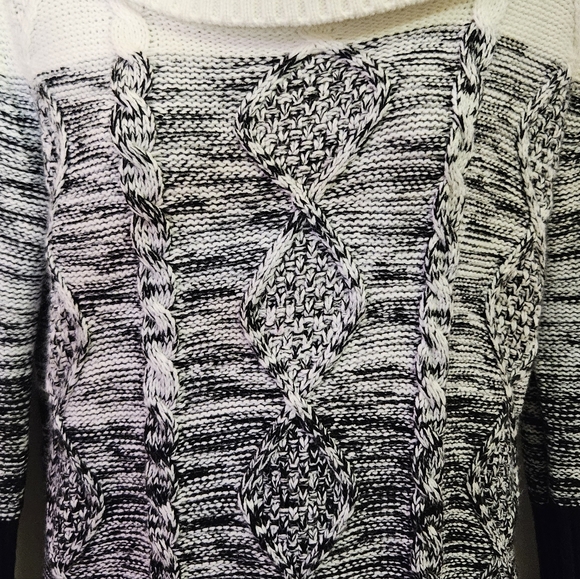 Studio One New York Black & White Cowl Neck Cable Knit Sweater Dress, Medium - Picture 11 of 16